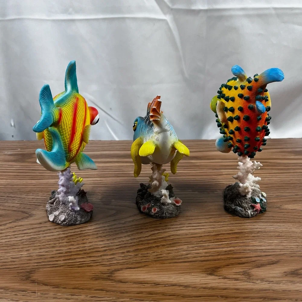 Set of 3 Whimsical Cartoon Fish Figurines Aquarium‎ Decor Ornaments